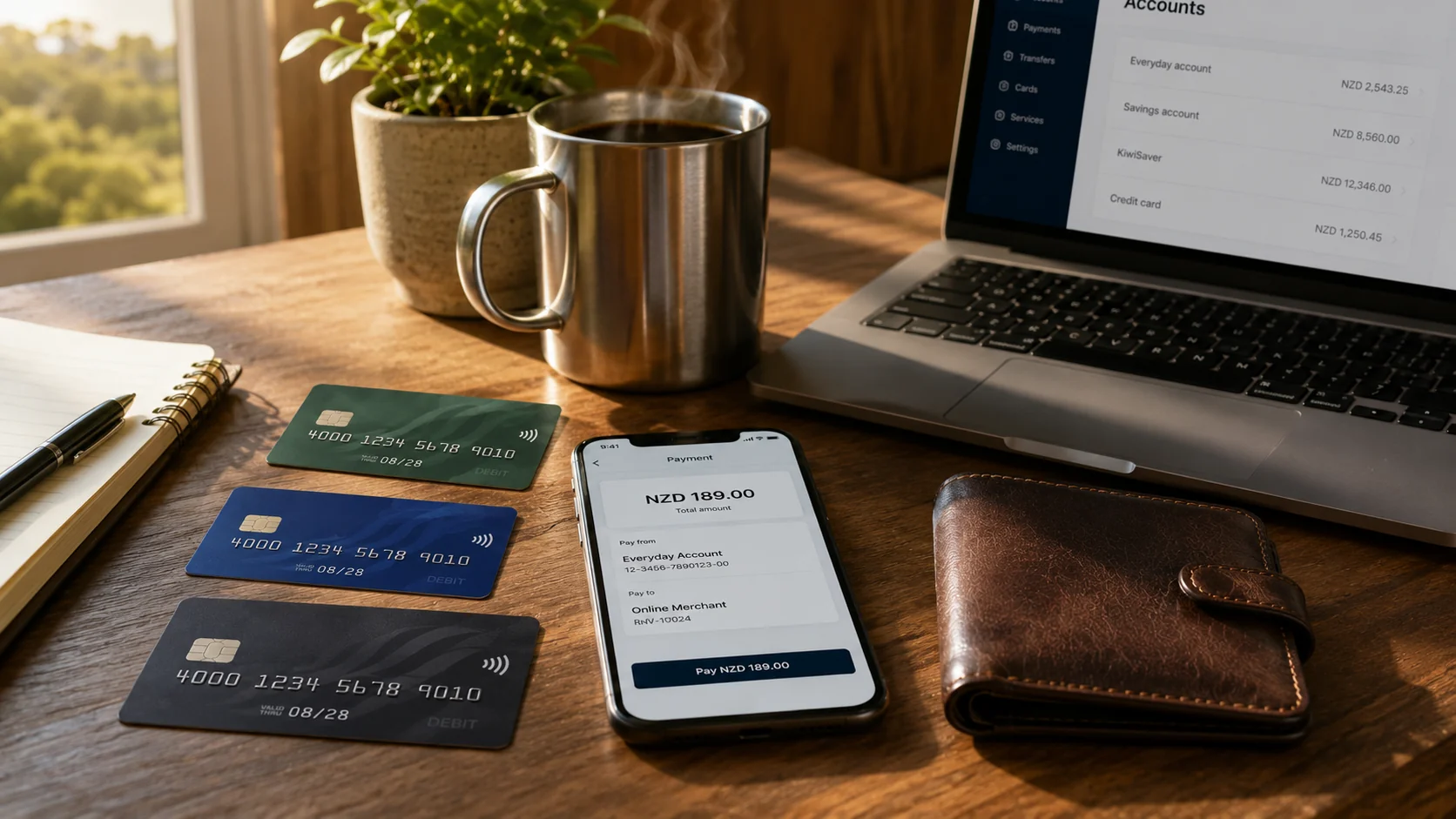 Selection of POLi alternative payment methods for NZ casino deposits including debit cards, smartphone payment app and digital wallet